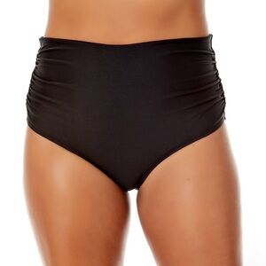 Anne Cole Black Women’s Wear 3 Ways Side Shirred High Waist Bikini Bottom Sz S